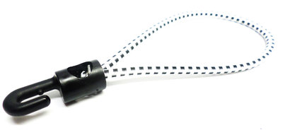 Spanrubber 4mm wit-zwart met 1 kunststof haak